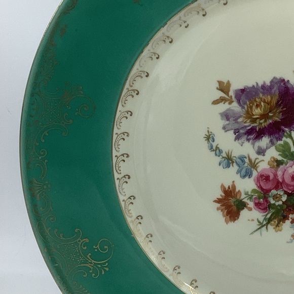 Koenigszelt Germany Green Rimmed 10 1/2” Plate with Gold Gilt - Picture 5 of 13